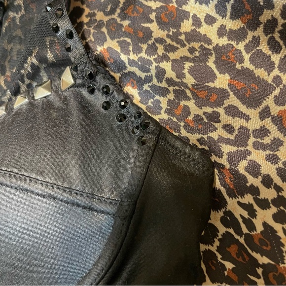 Studded Black Rhinestone Bustier Buckle Crop Top - Picture 9 of 16